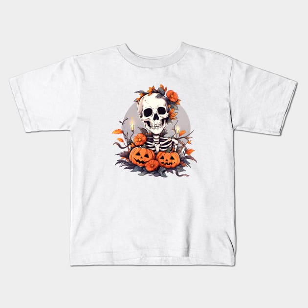 Halloween Skull Terror Kids T-Shirt by ragil_studio